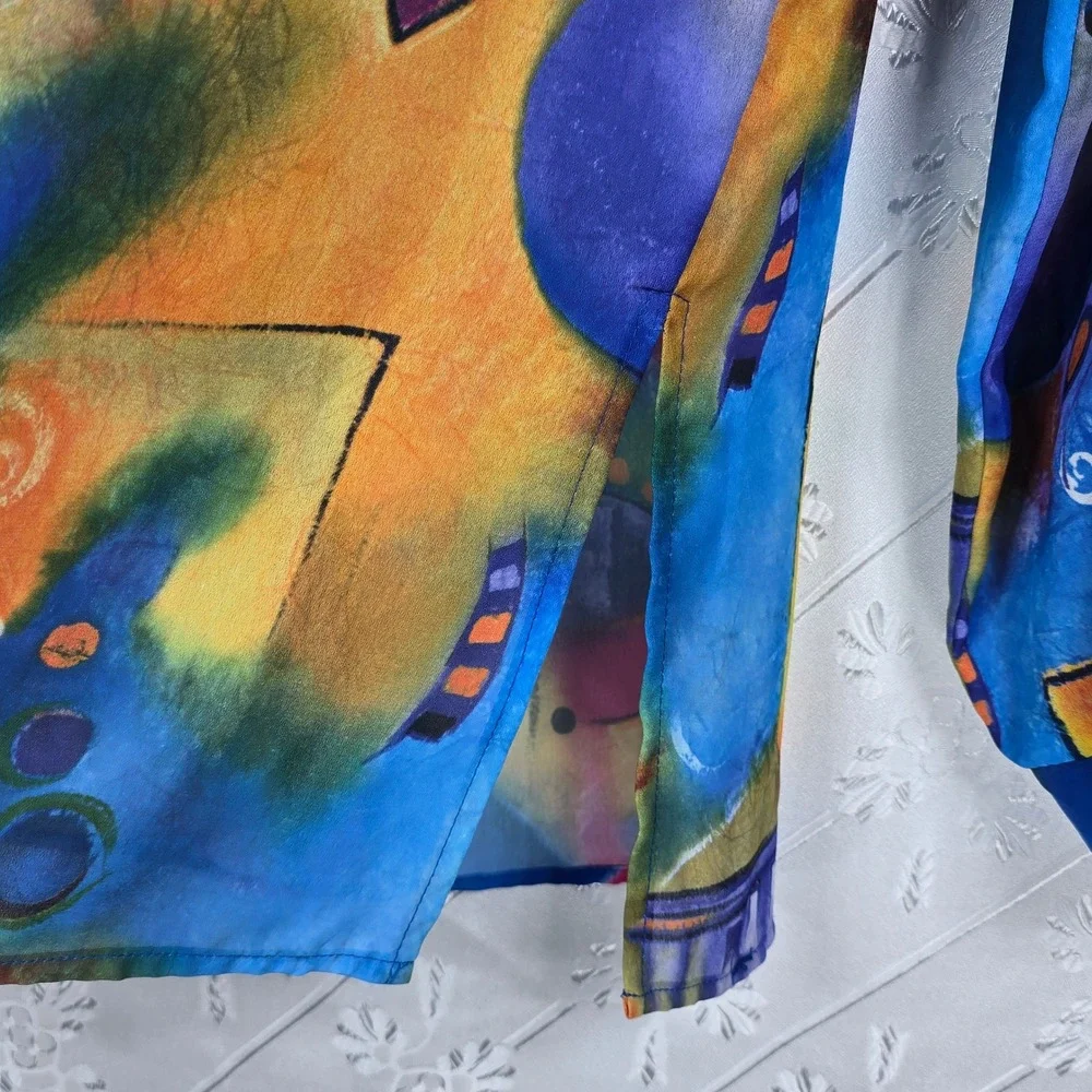 VTG Melissa Robyn Button Up Shirt Women‎ Small Abstract Art to Wear Made in USA